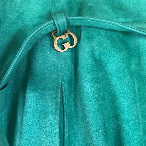 GRUNSTEIN COUTURE Finland suede leather skirt size L XL green maxi luxury - Picture 12 of 13